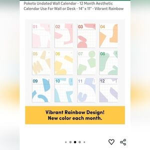 Undated Wall/ Desk Calender NEW